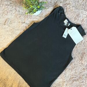 NWT Current/Elliot Black The Tied Up Muscle Linen Blend Tank Top Size 0 FLAW